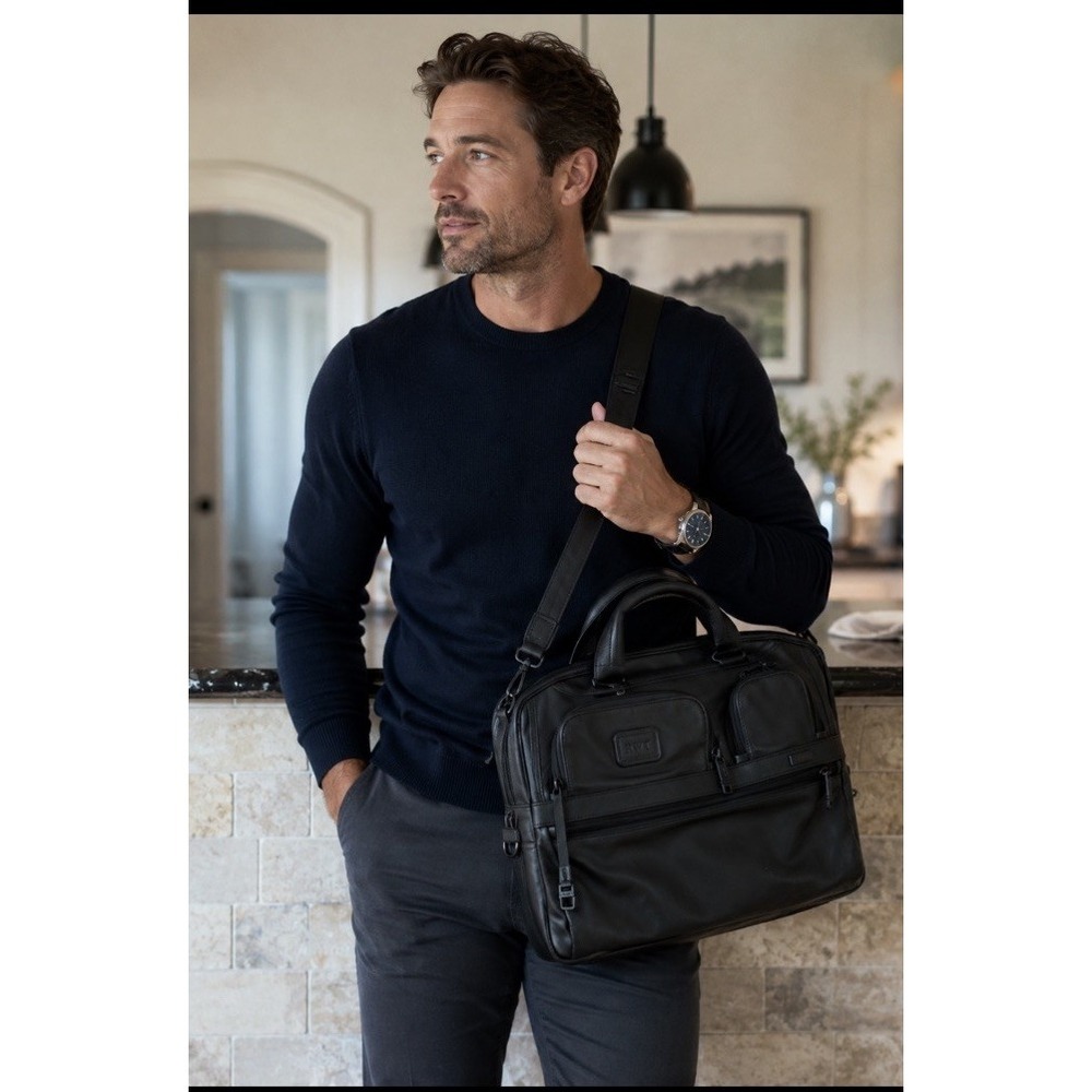Tumi Alpha 1 T-Pass Leather Laptop Briefcase Style 96516 MINT Travel Work